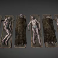 Medical Equipment Stretchers With Covered And Uncovered Bodies Arranged In Medical Setting