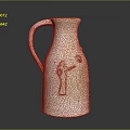 White Ceramic Vase With Handle And Carved Human Figure Design For Home Decor