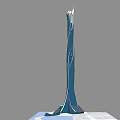 Tall Modern Office Building With Sleek Blue Exterior And Dynamic Curved Structure