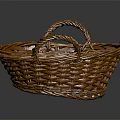 Practical Brown Woven Rattan Basket With Dual Handles For Home Storage