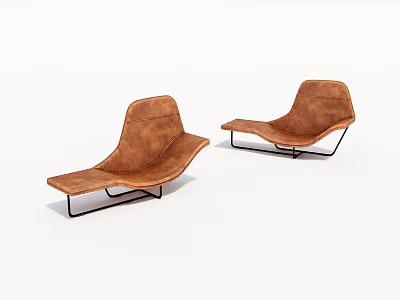 Pair of Abstract Shaped Leather Sofas with Black Metal Frame and Modern Design 3d model