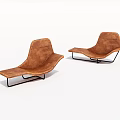 Pair of Abstract Shaped Leather Sofas with Black Metal Frame and Modern Design