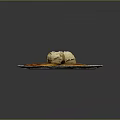 Fluffy Golden Pancakes With Two Scoops Of Ice Cream On White Ceramic Plate