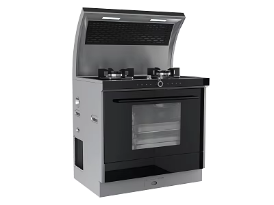 Integrated Kitchen Cooker With Gas Stove Range Hood And Oven 3d model