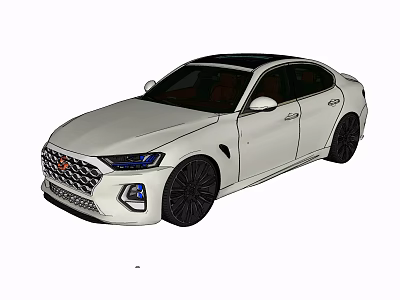 Sleek White Modern Sedan With Black Wheels LED Headlights And Aerodynamic Body 3d model