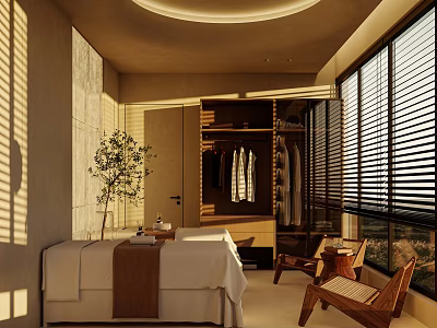 Luxury Beauty Hair Salon Treatment Room With Natural Light Green Plant And Comfortable Chairs 3d model