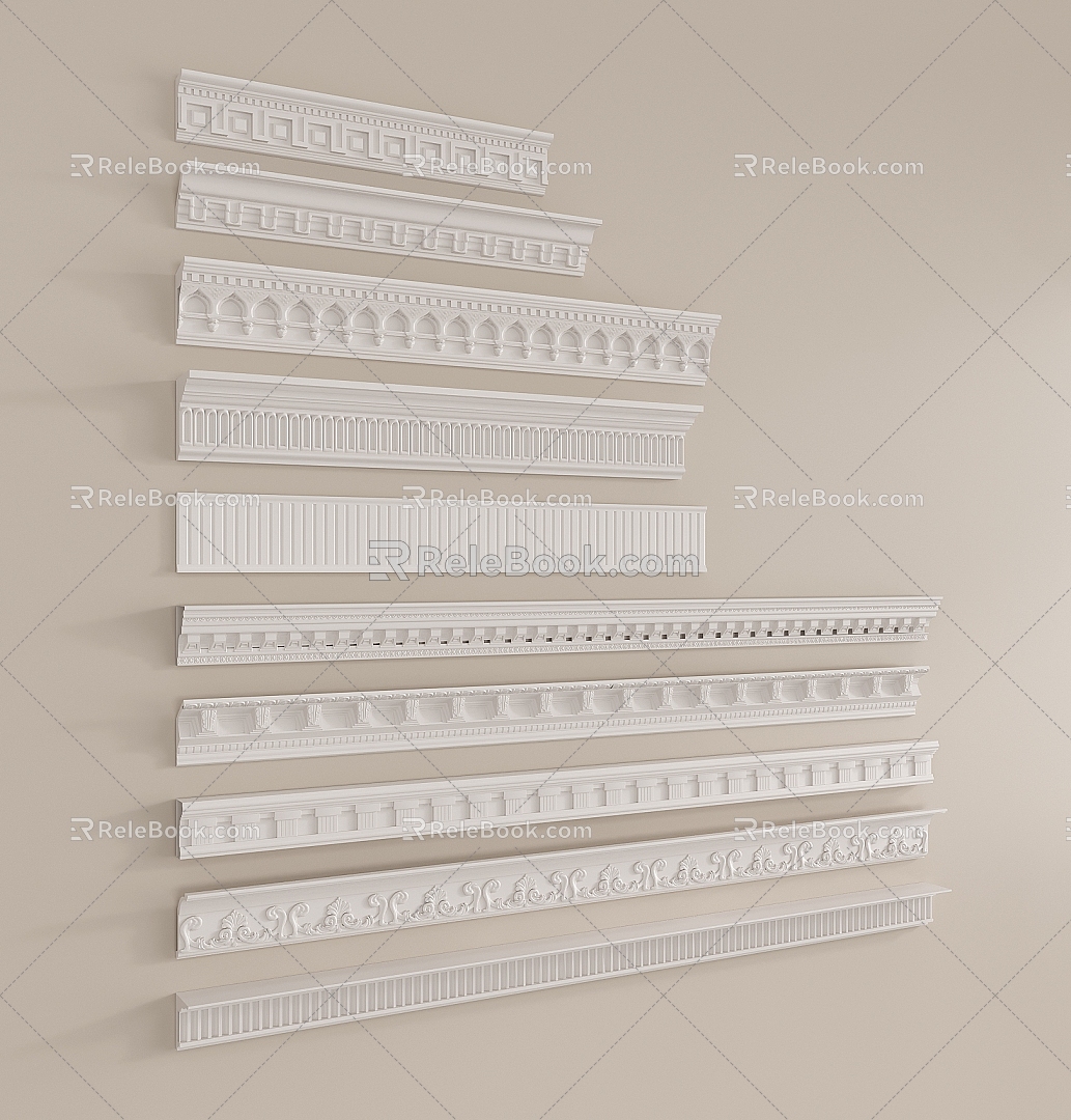 French Gypsum Line Carved Gypsum Line Top Corner Line Yin Corner Line 3d model