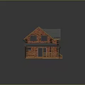 Two Story Red Brick House With Gray Tiled Roof And Wooden Porch Steps
