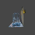 Red Industrial Forklift Utility Vehicle Featuring Large Tires For Warehouse Operations