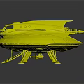 Futuristic Silver Flying Saucer Spaceship with Red Accents Cockpit and Landing Gear for Cosmic Exploration