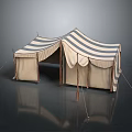 Durable Striped Canvas Camping Tent With Stable Wooden Frame For Outdoor Trips