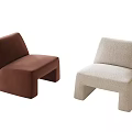 Modern Minimalist Sofa Stools In Brown And Beige Velvet Fabric Design