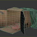 Open Corrugated Cardboard Box With Red Cloth Inside And Green Cloth Beside