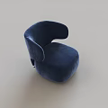 Blue Velvet Accent Chair With Rounded Armrests Modern Comfortable Design in Minimalist Setting