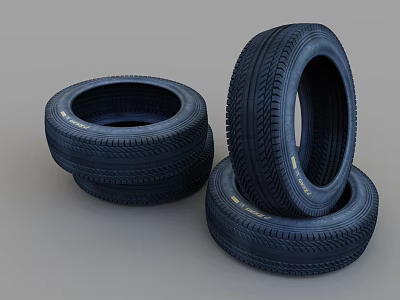 High Quality Car Tires Stacked on Gray Background for Vehicle Maintenance 3d model