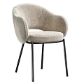 Modern Beige Fabric Armchair With Black Metal Legs And Multiple Color Options