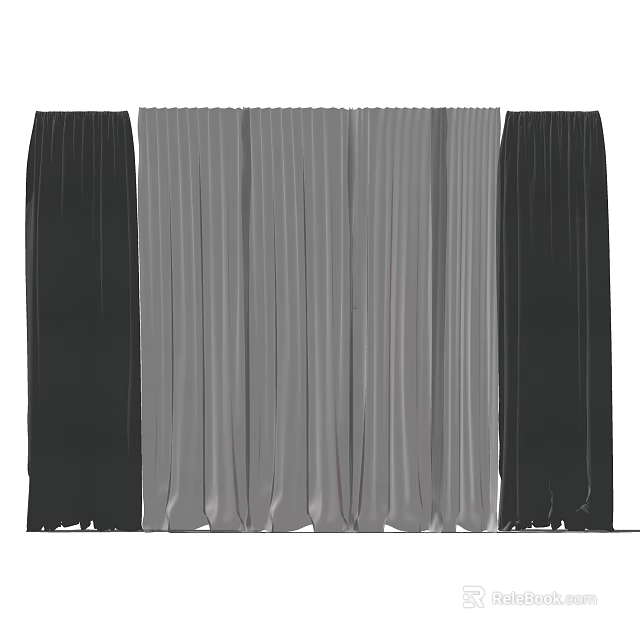 Modern Black and Gray Curtains with Elegant Design for Home Window Decoration 3d model 