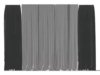 Modern Black and Gray Curtains with Elegant Design for Home Window Decoration 3d model