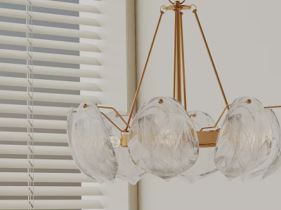 Modern Gold Frame Chandelier With Transparent Glass Shades For Interior Decor 3d model