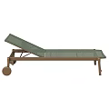 Outdoor Mesh Lounge Chair With Adjustable Backrest And Brown Rolling Wheels