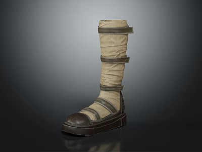 High Top Shoes with Straps Knit Upper and Thick Dark Sole for Casual Daily Wear 3d model