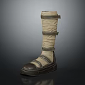 High Top Shoes with Straps Knit Upper and Thick Dark Sole for Casual Daily Wear