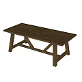 Solid Wood Rustic Dining Table With Cross Leg Design And Matching Wooden Bench Natural Finish