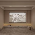 Elegant Modern Home Theater Interior With Leather Sofa Coffee Table And Sound System 3d model