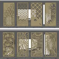 Golden Laser Cut Room Dividers With Floral And Palm Leaf Patterns For Modern Interiors