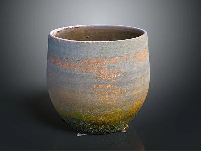 Handcrafted Ceramic Vase With Gradient Colors Textured Surface And Green Base 3d model