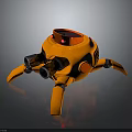 Orange Mechanical Robot With Multiple Legs And Cannons On Body Design