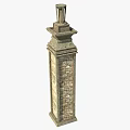 Classical Brick Stone Column With Ornate Decorative Top And Layered Structure 3d model