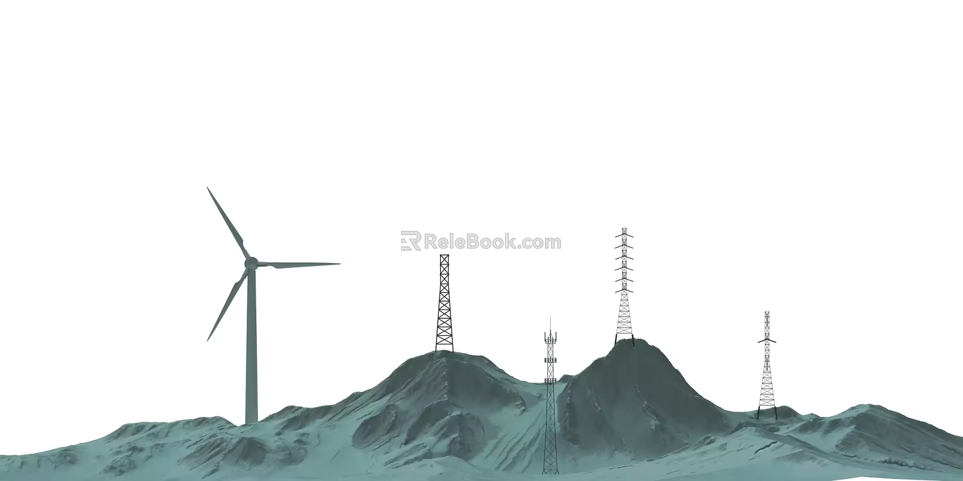 Modern tower topographic power generation 3d model
