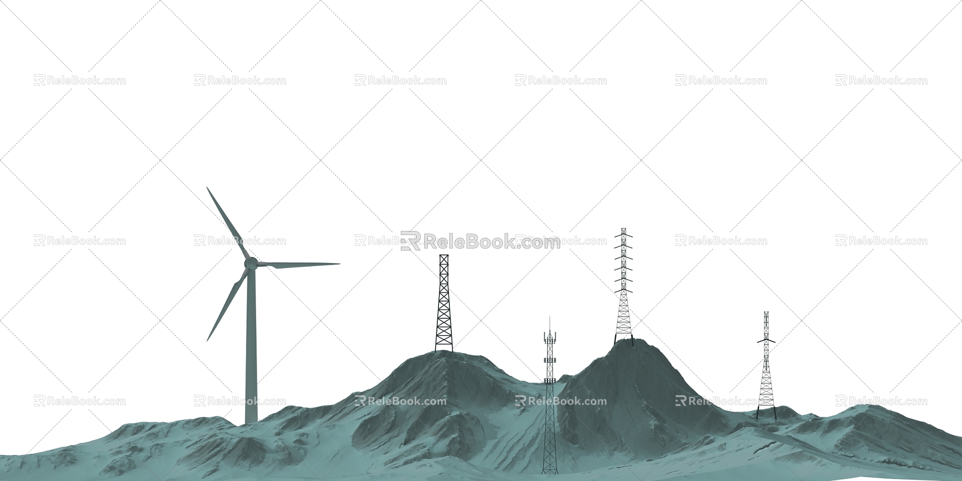 Modern tower topographic power generation 3d model