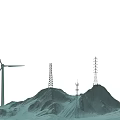 Modern tower topographic power generation 3d model