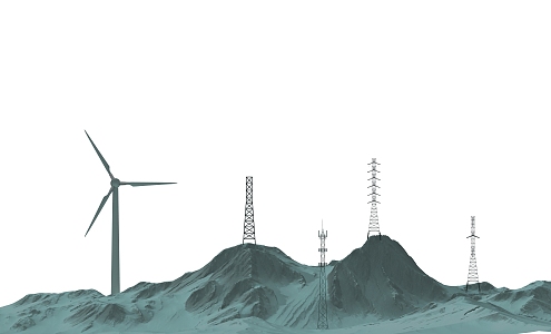 Modern tower topographic power generation 3d model