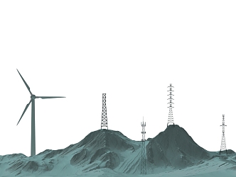 Modern tower topographic power generation 3d model