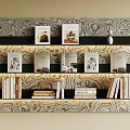 Modern Multi Tiered Bookshelf With LED Lighting And Textured Wall Background
