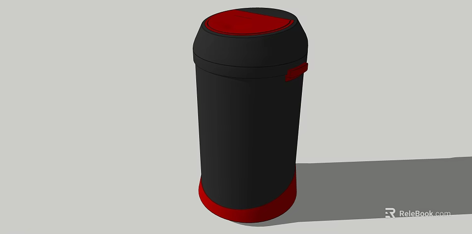 Public Trash Can With Black Red Color And Modern Secure Lid Design 3d model 
