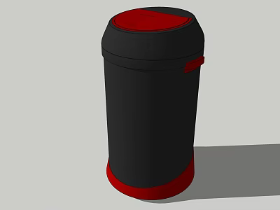 Public Trash Can With Black Red Color And Modern Secure Lid Design 3d model