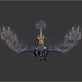 Game Movie Fantasy Eagle Like Character With Blue Purple Feathers Spread Wings Yellow Claws
