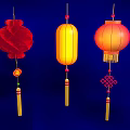 Traditional Chinese Lanterns With Red Yellow Hues And Tassel Chinese Knot Decor