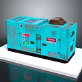 Blue Diesel Generator With Control Panel Ventilation Grilles Warning Labels And Brand Logo 3d model