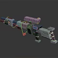 Futuristic Sci-Fi Mechanical Weapon With Metallic Modular Structure Complex Components And Barrel Sections 3d model