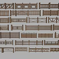 Wooden Fence Collection with Various Styles and Patterns 3d model