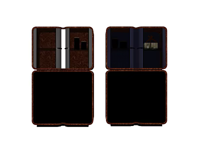Two Wooden Storage Cabinet Shelves With Divided Compartments And Lower Open Storage Space 3d model