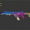 Decorated Assault Rifle With Blue Pink Patterns Detailed Design And Functional Parts