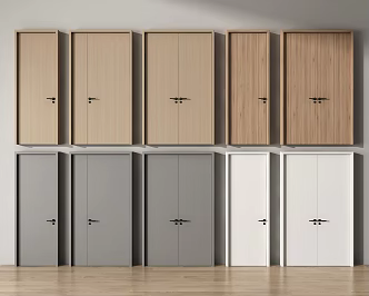 Modern double door single door solid wood door bedroom door 3d model