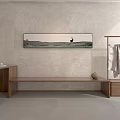 Hotel Guest Room with Twin Beds Wooden Headboard Curved Light Large Window and Glass Wardrobe