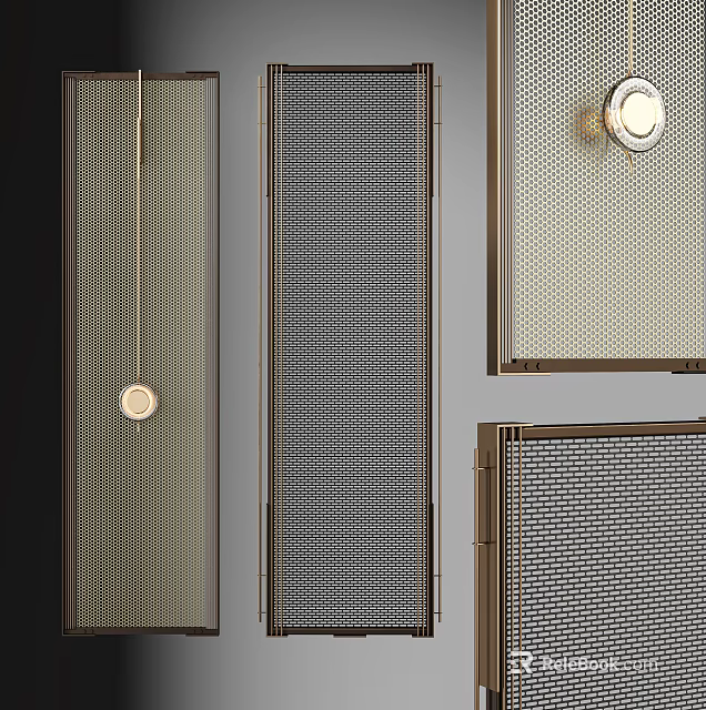 Modern Partition Screen Interior Design With Grid Pattern And Metal Frame Details 3d model 